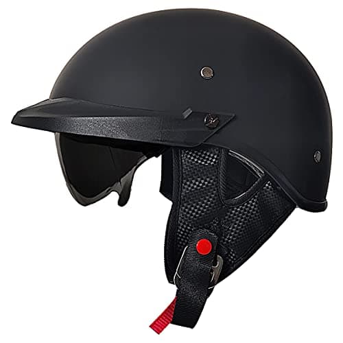 Motorcycle Half Helmet with Sun Visor Motorcycle Helmets for Men Women Helmet for Adult Scooter ATV Cruiser DOT Approved (Matte Black, Medium)