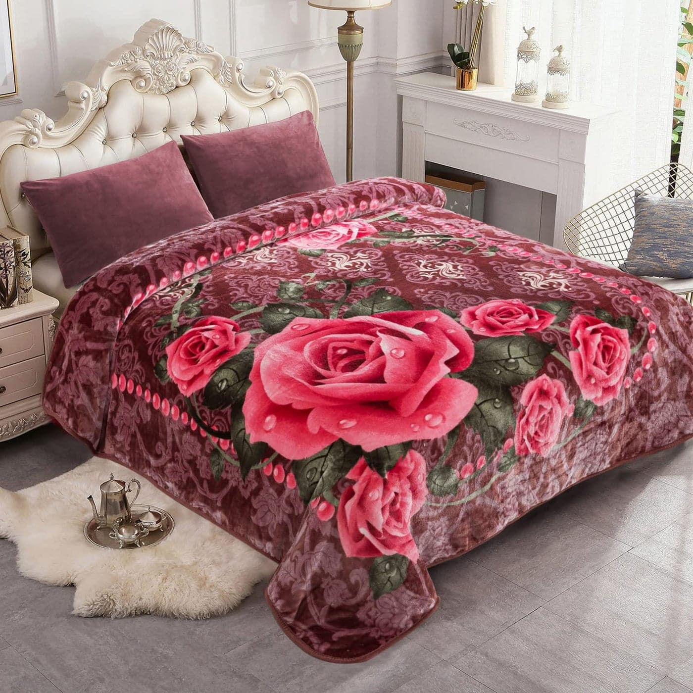 Korean Mink Fleece Blanket 5 LB 2 Ply Reversible 520GSM Silky Soft Plush Warm Blanket for Autumn Winter