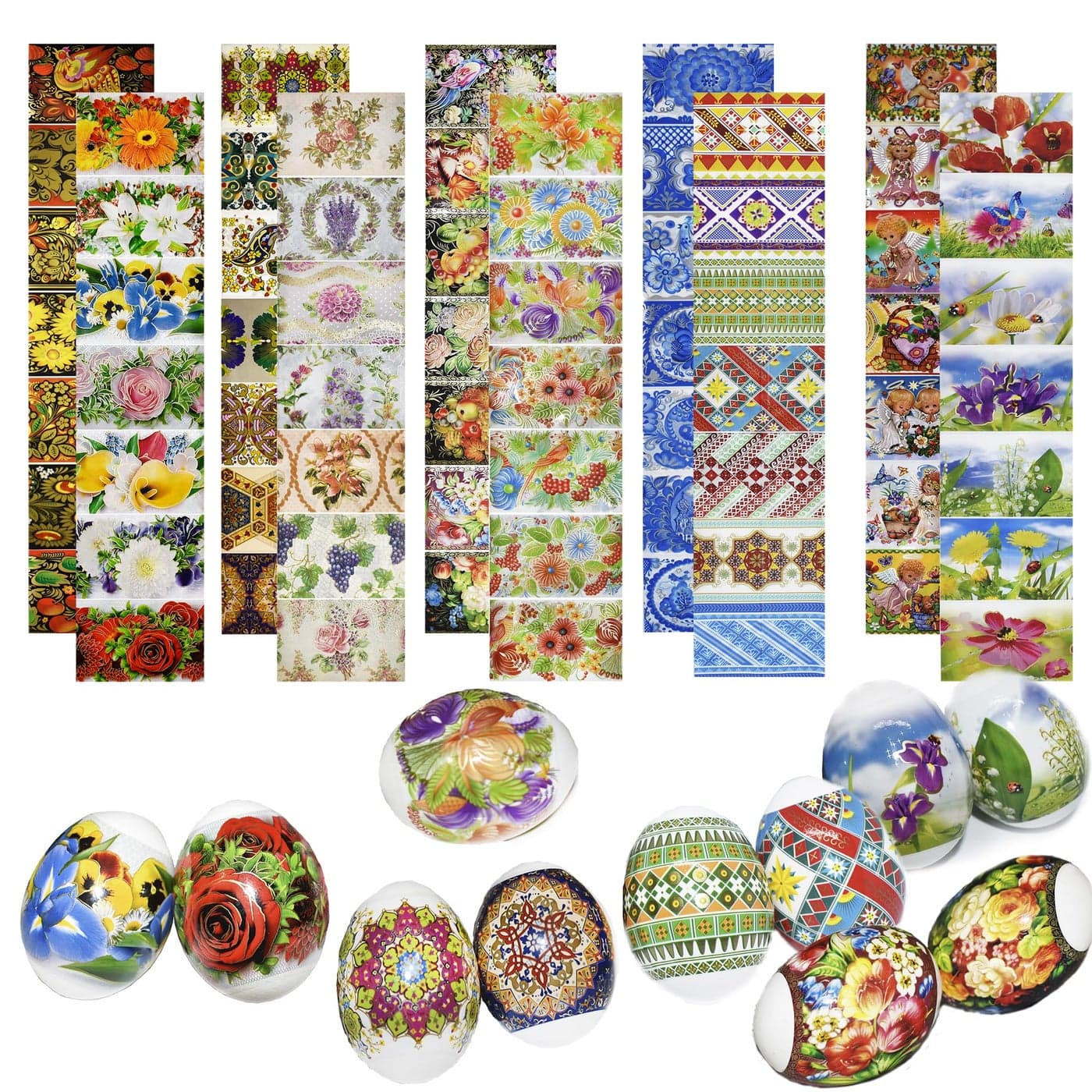 Pack 10 Thermo Heat Shrink Sleeves - Easter Egg Decorating Kit - Ukrainian Pysanky Supplies - Decorative Easter Egg Wraps - Easter Decoration Wraps Pysanka Pysanky - for 70 Easter Eggs