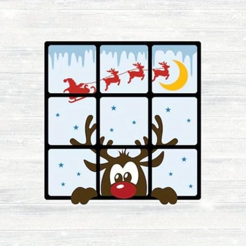 MCPOOX Festivals Metal Cutting Die for Scrapbooking Christmas Cut Stencils for DIY Scrapbook Photo Album Decorative Paper Card Card Making Supplies Embossing Elk by the Window 38 x 37 in