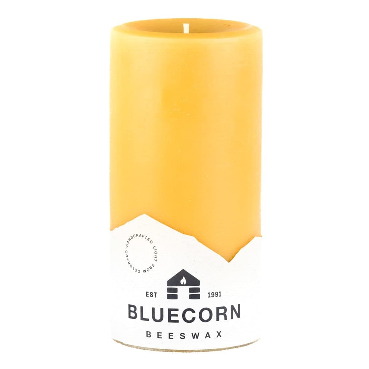 Bluecorn Beeswax 100 Pure Beeswax Pillar Candle Natural Unscented Yellow Candle 4x8 240 Hour Burn Time Handmade in Colorado