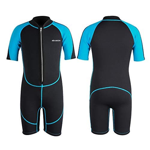 Seaskin Kids Wetsuit for Boys Toddlers 2mm Front Zipper Shorty Wetsuits Neoprene Thermal Swimsuits for Diving Surfing Swim Lessons Size 12