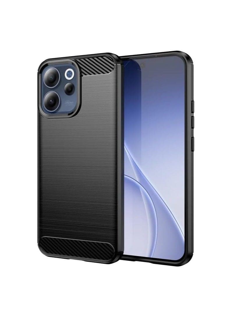 Protective case compatible with OPPO Reno15 F, featuring carbon fiber brushed texture, soft TPU silicone bumper, scratch-resistant and shockproof back cover, suitable for OPPO Reno 15F.