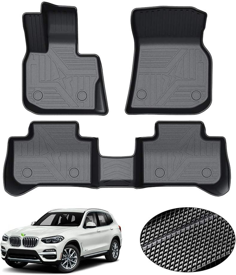 KUST All Weather Floor Mats for 2018-2024 BMW X3 G01 - Custom Fit 3PCS Black Non-Slip Liners