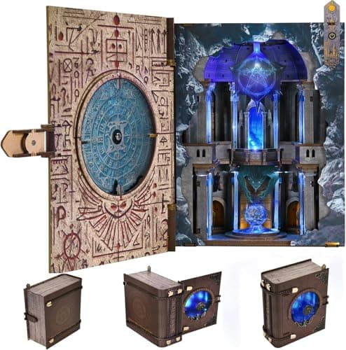 Book Nook Kit DIY Miniature Dollhouse Magic Booknook Kit 3D Wooden Puzzle Bookend Bookshelf with LED Light for Adults Teens Circle of Magic