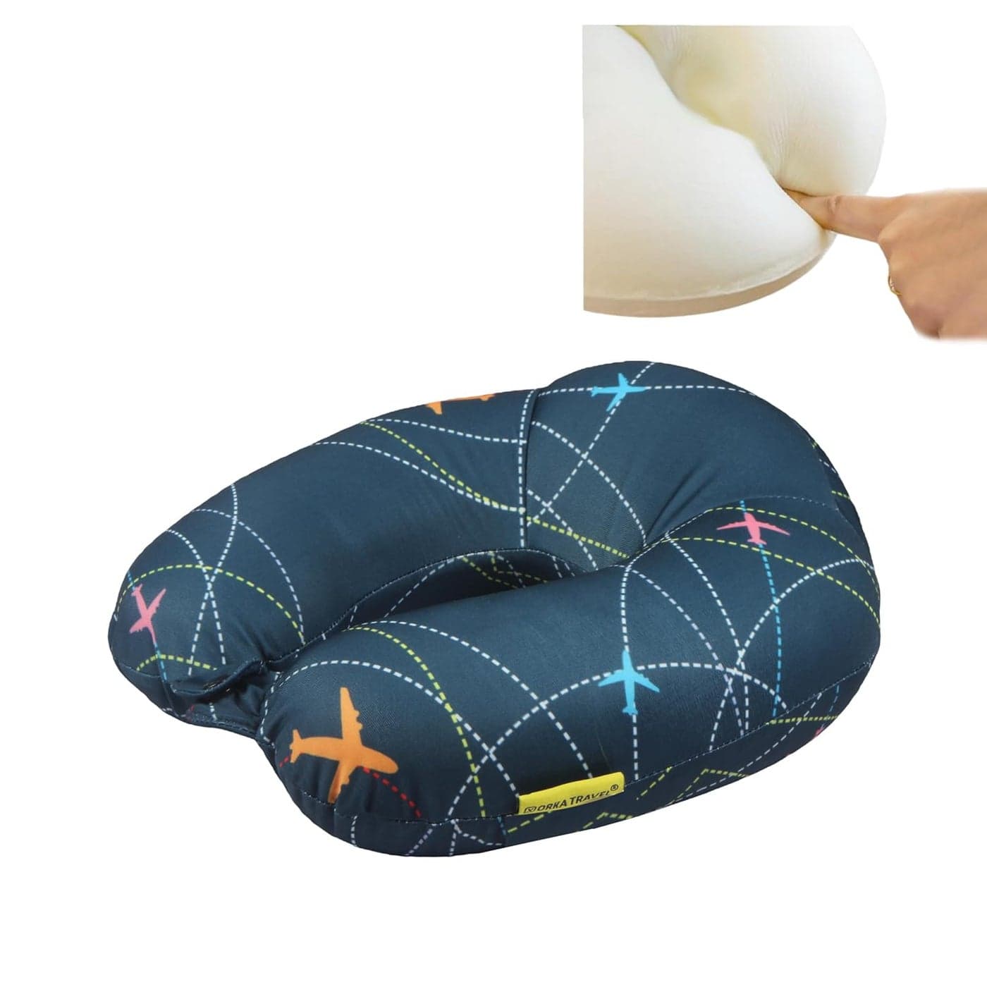 ORKA TRAVEL Memory Foam Spandex Digital Printed High Back U Neck Pillow Planes Theme