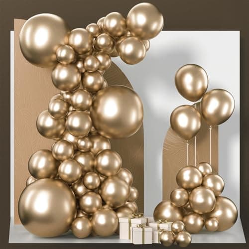 PartyWoo Metallic Gold Balloons 85pcs Different Sizes of 18 12 10 5 Inch Chrome Gold Balloon Arch Kit Garland for Birthday Graduation Baby Shower Wedding Bachelorette Party Decorations GoldG127