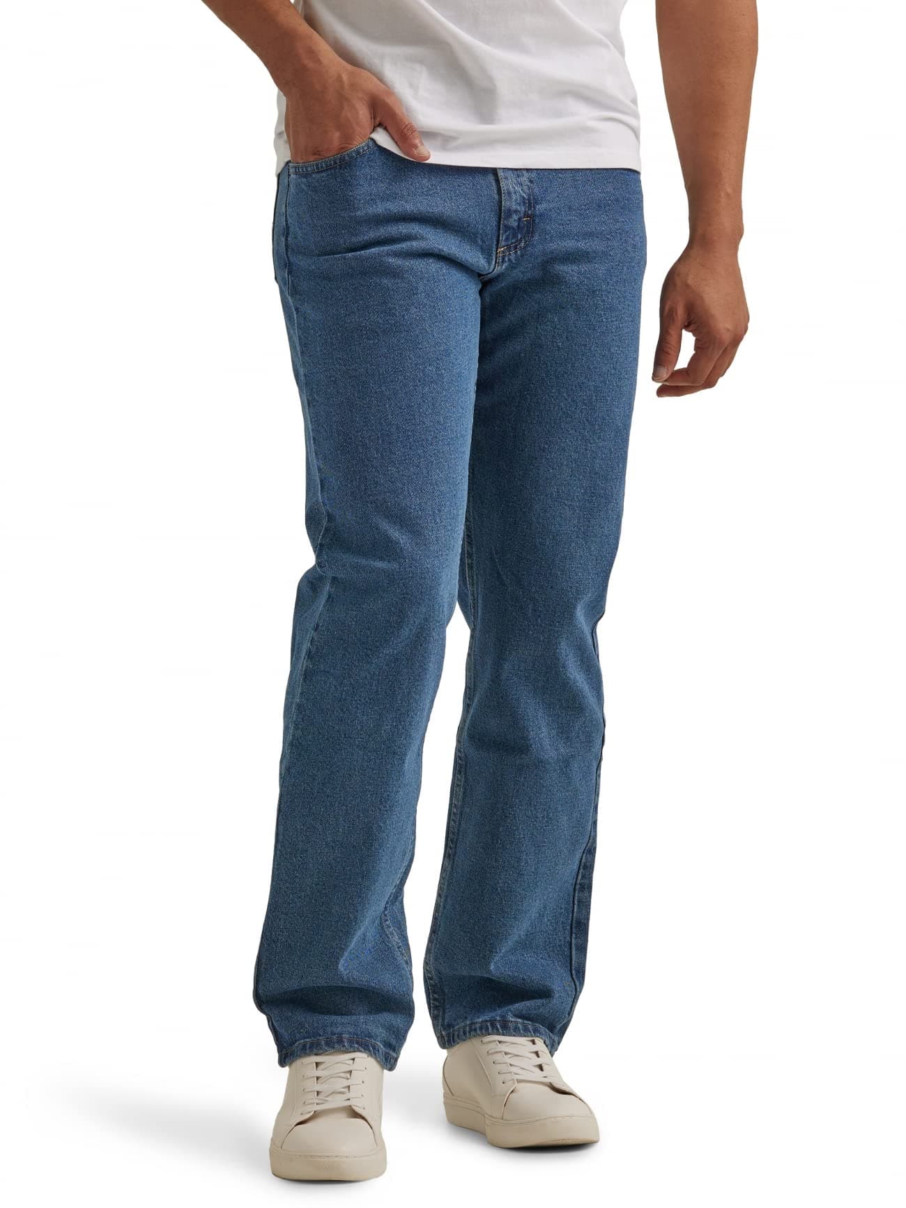 Wrangler Authentics Men's Classic 5-Pocket Relaxed Fit Flex Jean Dark Stonewash Flex 50W x 30L