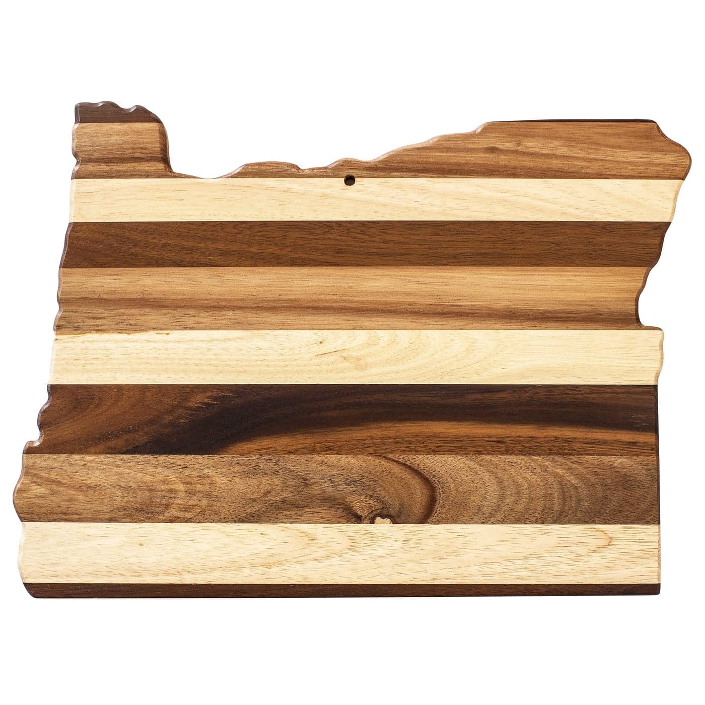 Totally Bamboo Rock Branch Shiplap Series Oregon State Shaped Wood Cutting Board and Charcuterie Serving Platter Includes Hang Tie for Wall Display
