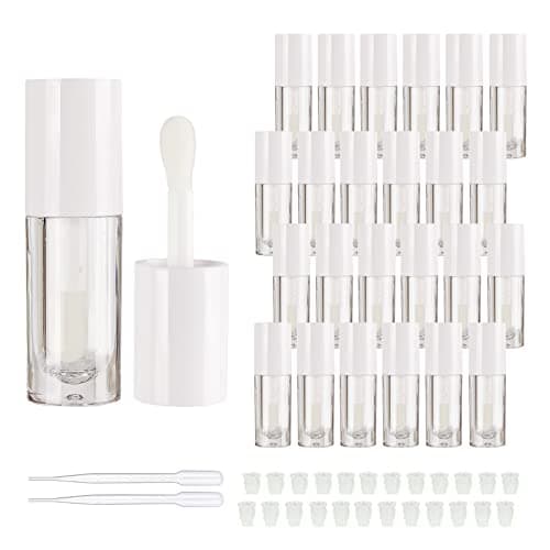 COSIDEA 14pcs Empty 6ml big doe foot wand Chunky lip gloss tubes for DIY lipglossPink round lipgloss containers tubes with thick wand White