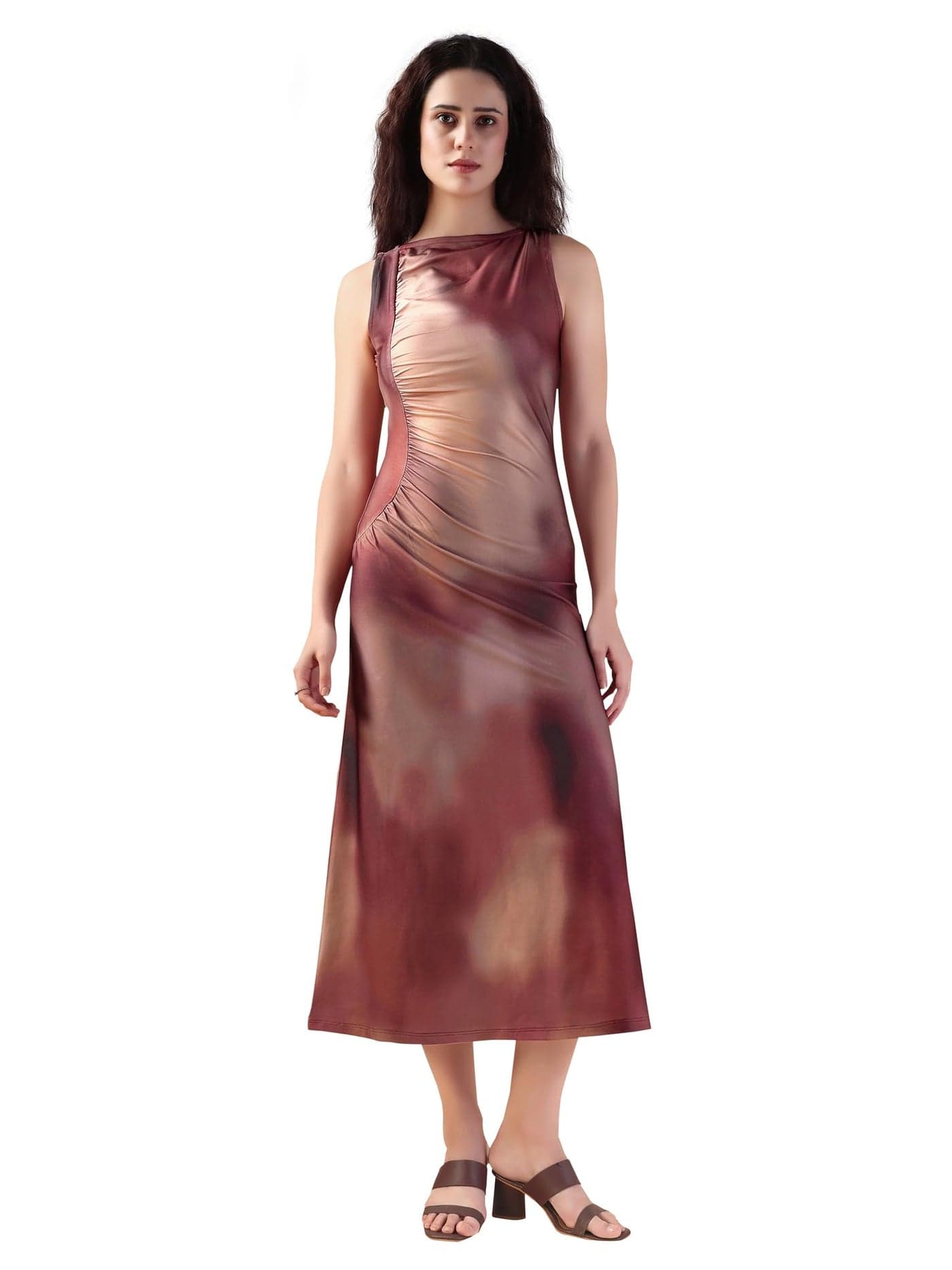 PURVAJA Women’s A-Line Maxi Dress (Wini-205-M_Brown)