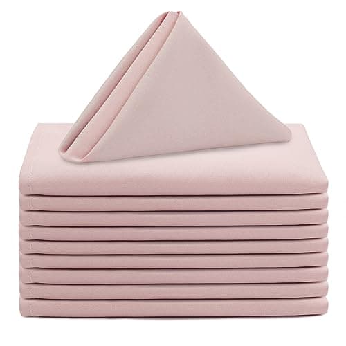 Your Chair Covers - 10 Pack 20 Inch Blush Cloth Polyester Napkins – Washable Dinner Fabric Napkins with Hemmed Edges for Weddings, Restaurants & Special Events