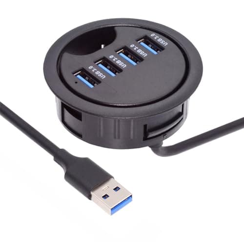 Cablecc 4 Ports USB 30 Hub USB Splitter 60mm Desk Grommet Dock Station Interface for Desktop PC Desk