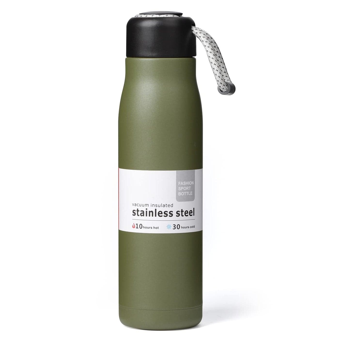 Small Water Bottle Dusgut Insulated Water Bottle Stainless Steel Wide Mouth Portable Lid 17 oz Army Green