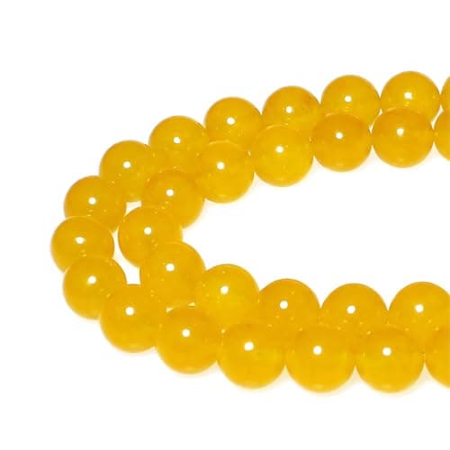 MJDCB Natural Yellow Jade Round Loose Beads for Jewelry Making DIY Bracelet Necklace (8mm)