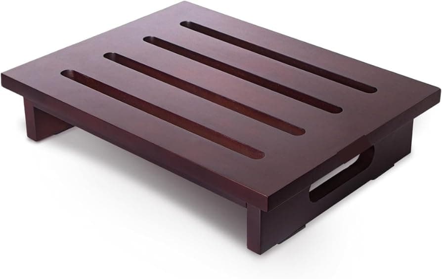 Carpentray One Step Stool 35in for Adults Portable Wood Platform Step with NonSlip Feet Handles Durable Step Riser for Elderly Senior Support Bedside Bathroom Kitchen inOurdoor 450lbs