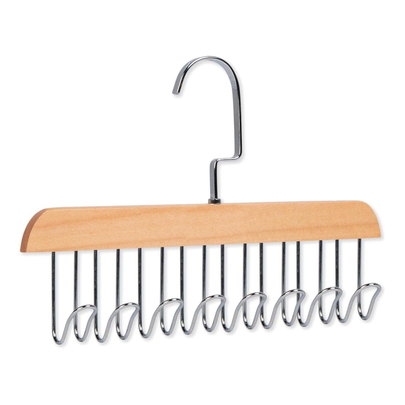Entisia Wooden Hanger - Multipurpose Adjustable 8 Hooks Closet Wooden Hanger for Lingerie, Belt, Scarf, Tie, Garments, Perfect Storage Holder Organizer Hangers for Wardrobe and Cupboard (28X19CM, 1)
