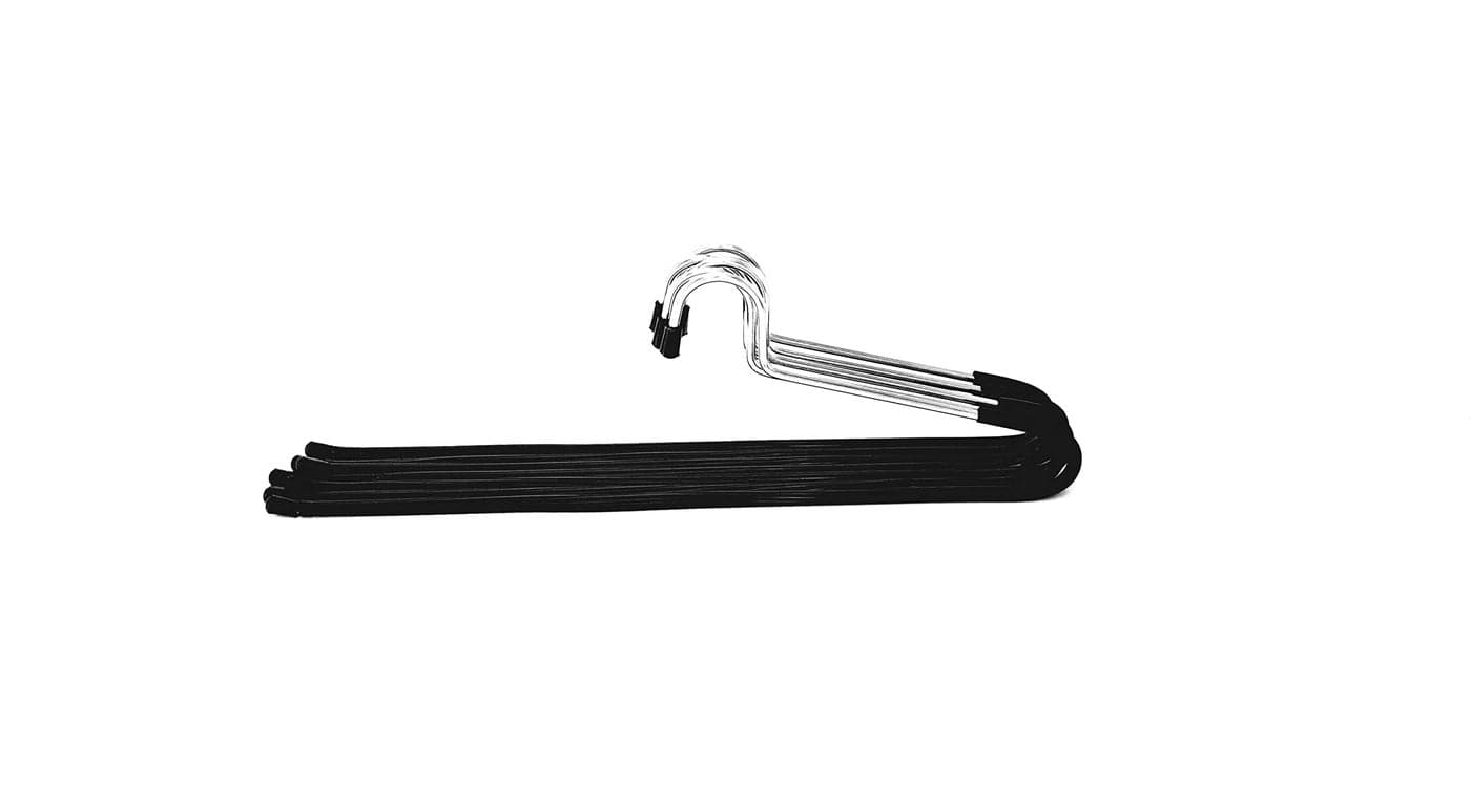Amenshree 24 Steel Saree Hangers with Black Virgin PVC Tube Coating for Wardrobe, Usefull for Shirts Pants and Sarees Pack of 24 Pieces, Anti Slip PVC Black Hangers