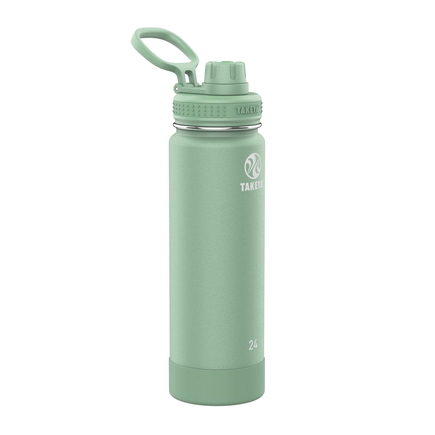 Takeya Actives Water Bottle with Spout Lid Bottle with Double Stainless Steel Insulation Dishwasher Safe BPAFree Bottle with Spout Lid Removable Bumper 24 oz Cucumber