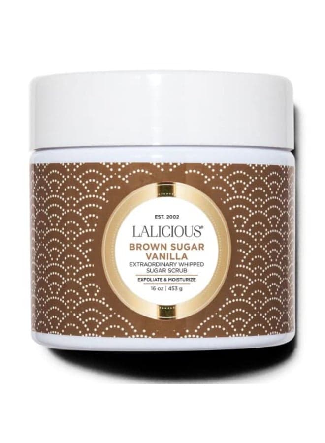 LALICIOUS Brown Sugar Vanilla Sugar Scrub Exfoliating Body Scrub Moisturizing Extraordinary Whipped Body Exfoliator Gentle Exfoliating Body Scrubber Exfoliator for Radiant Skin No Parabens 16oz