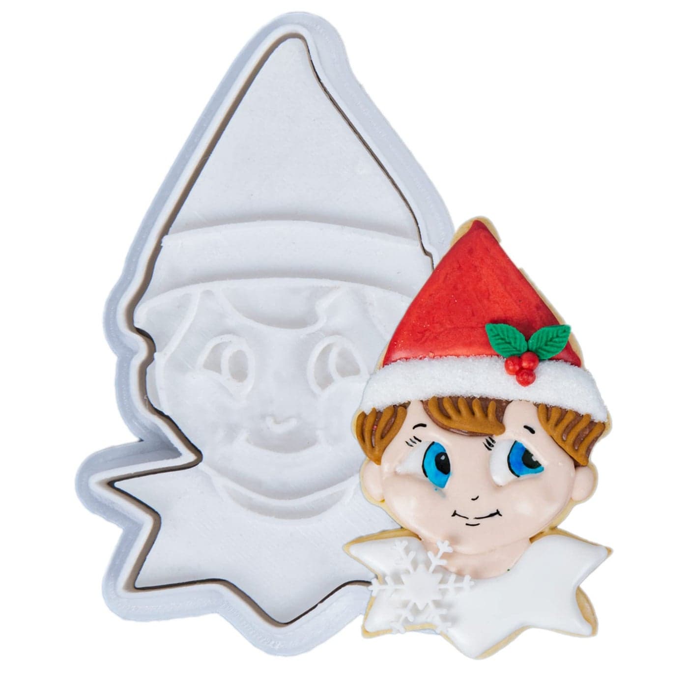 Flycalf Christmas Cookie Cutters Elf Shapes with Plunger Stamps Holiday PLA Baking Accessories Cutter Molds Gifts Decorative Party 35 Kitchen Cake Supplies