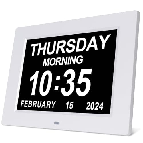 SSINI Dementia Clock Large Digital Calendar for Seniors with Date and Time - Elderly Digital Clock Large Display, 12 Custom Alarms (8 Inch)