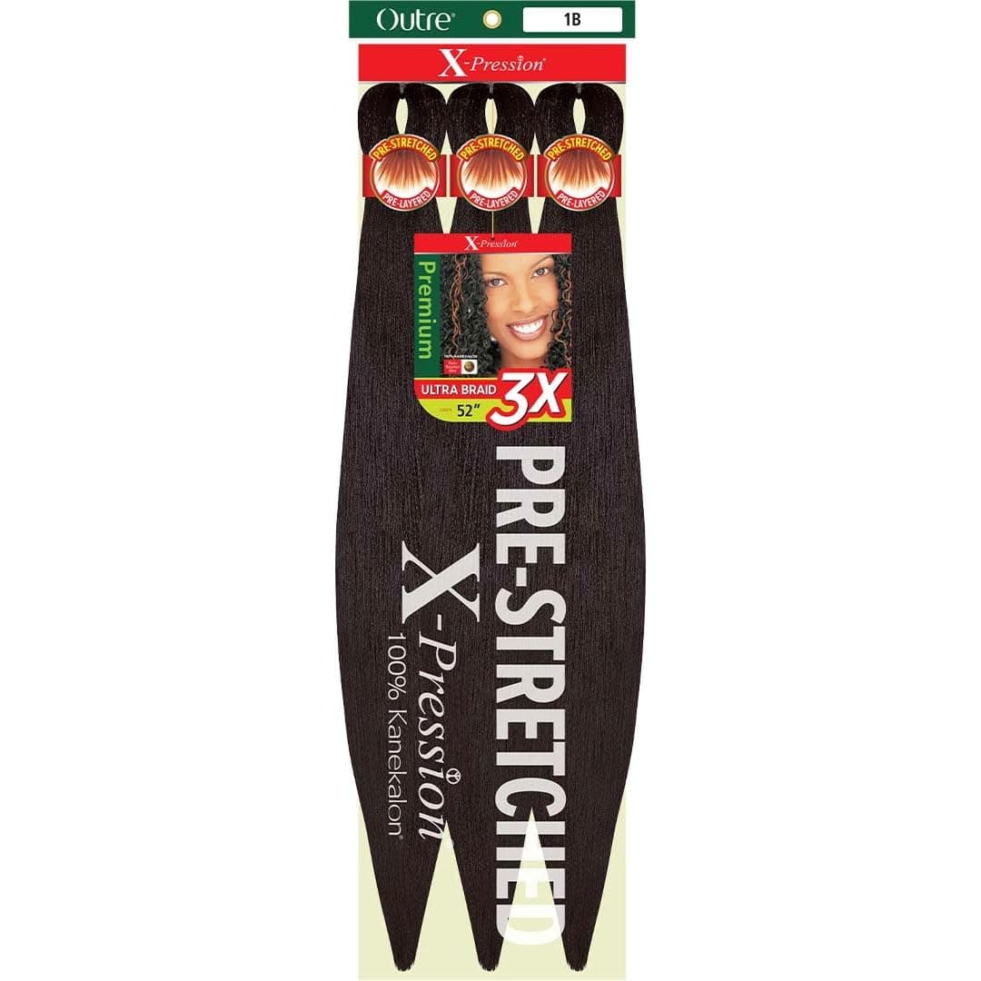 Outre XPRESSION 52 Inch 100 Kanekalon Fibers Flame Retardant Pre Layered Hot Water Setting Easy Crochet Exquisite Classic and Trendy PRE STRETCHED BRAID 3X MOOSKBLU