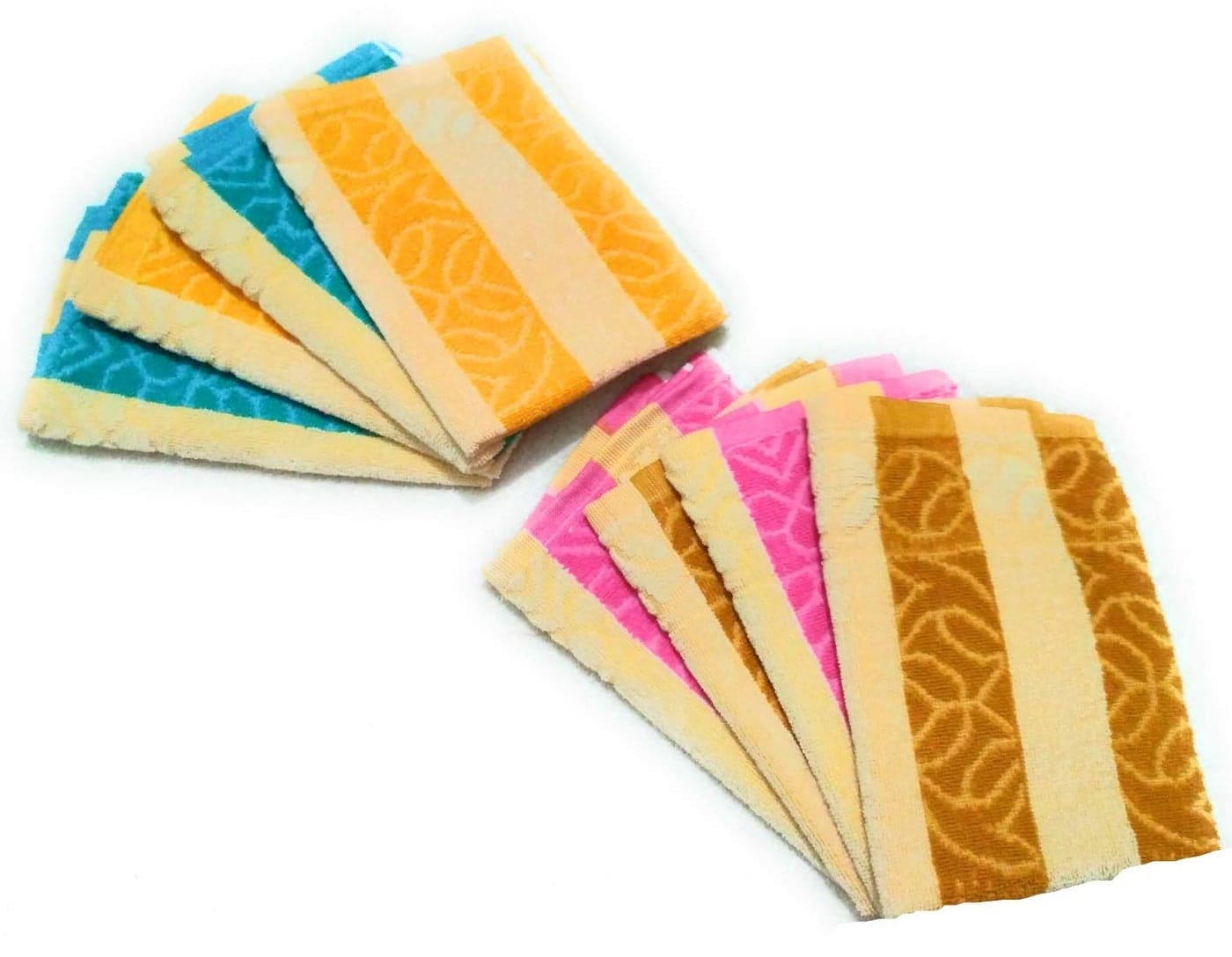 Cotton Colors Floral Design Hand Towels (Medium, Multicolor, Pack of 8)_D34