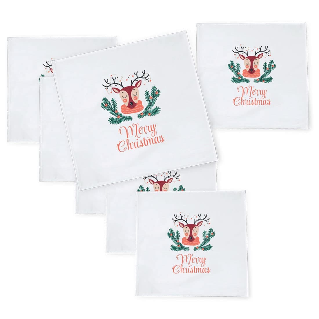 Khakee 6 Pcs Christmas Theme Silk Table Napkins 10x 10 for Xmas Decoration Christmas OrnamentsChristmas Giftxmas21305