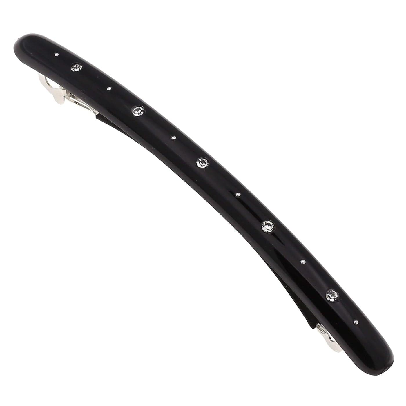 Camila Paris CP2851 French Hair Barrette Large Black Long Skinny Strong Hold Grip Hair Clips for Women Thin Rubberized Automatic Clasp No Slip Durable Styling Girls Hair Accessories Made in France