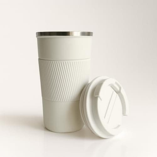 YELONA White 510 ML Insulated Stainless Steel Coffee Tea Tumbler for Hot Cold Beverages Portable Travel Mug Leak Proof Sipper Lock Lid Thermos Multipurpose for Home Office Gifts