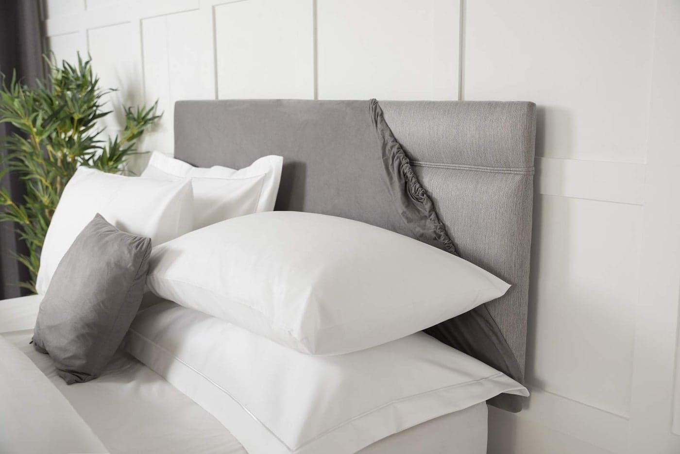 Belledorm Headboard Wrap Transforms a drab looking Headboard Luxury Faux Suede Charcoal Double