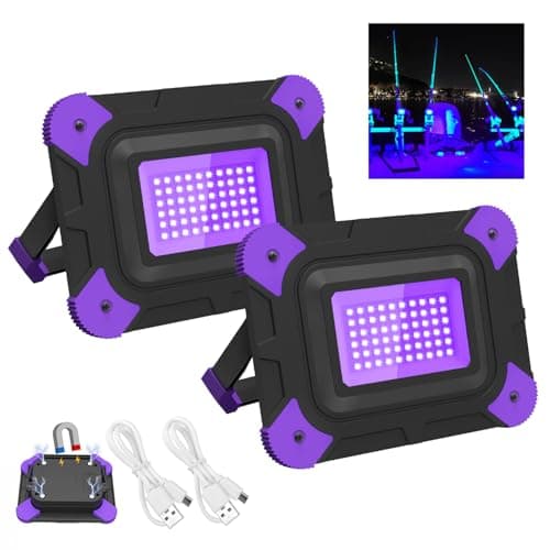 TSUN Rechargeable Black Lights Battery Powered Black Light for Fishing Portable Work Light for Glow Party Body Paint Fluorescent Poster Neon Party 2 Packs