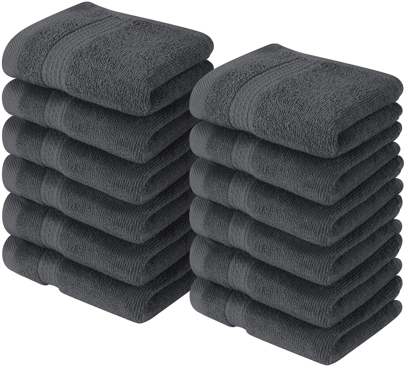 Utopia Towels [12 Pack Premium Wash Cloths Set (12 x 12 Inches) 100% Cotton Ring Spun, Highly Absorbent and Soft Feel Essential Washcloths for Bathroom, Spa, Gym, and Face Towel (Grey)