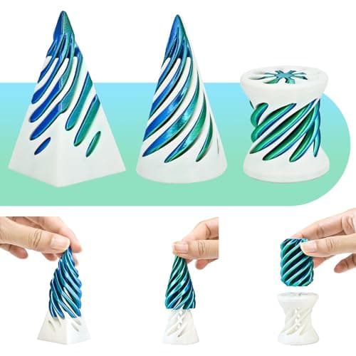 3 Packs Spiral Fidget Impossible Cone3D Printed Optical Illusion Desk Toys Stress Relief Sculpture Unique Office Gifts Teens Adults Kids Stocking Stuffers Christmas White ElephantWhiteGreen