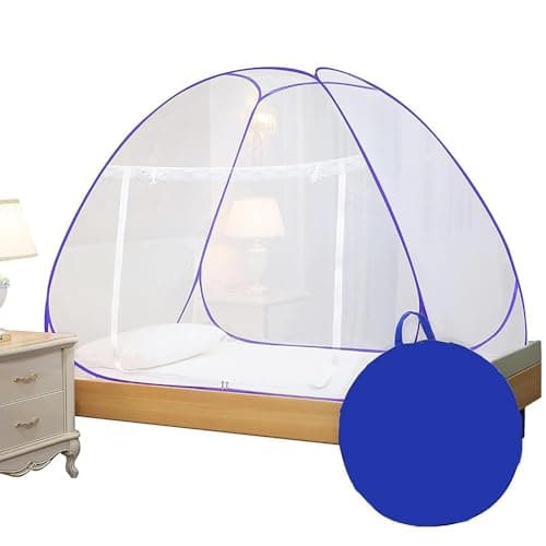 Evafly Mosquito Net for Single Bed | Polyester Strong 30GSM mesh| PVC Coated Corrosion Resistant Steel Wire - Purple