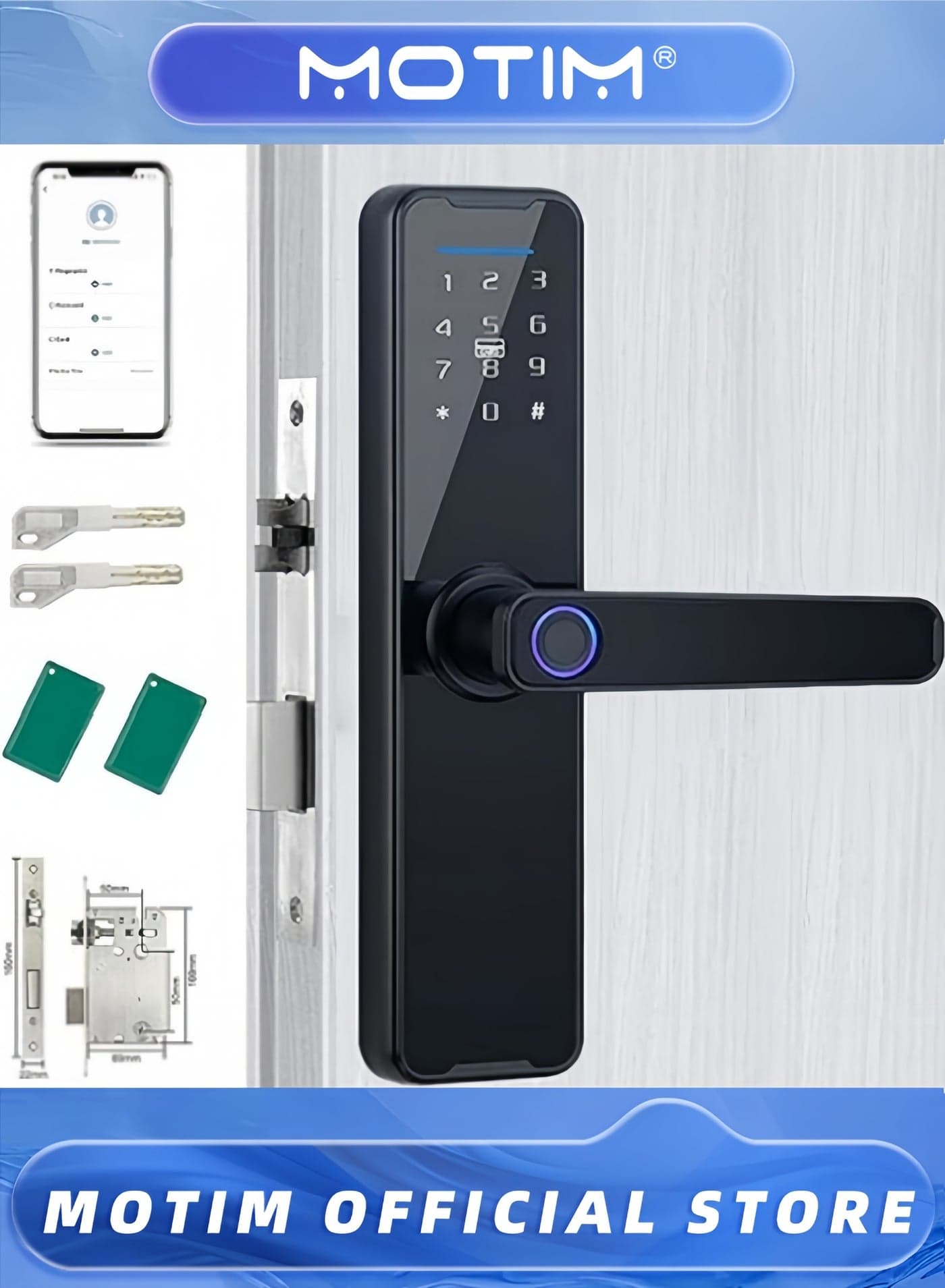 Electronic Fingerprint Door Lock Unlock with Fingerprint Code Card Key Tuya APP Unlock Smart Digital Handle Lock