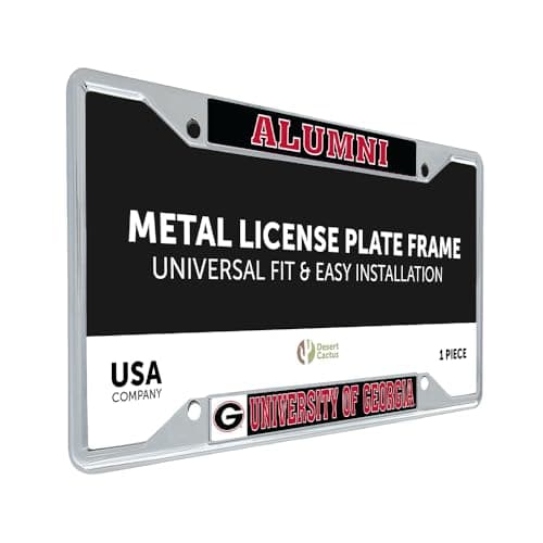 Desert Cactus University of Georgia Car Accessories Bulldogs Metal License Plate Frame and Tag Holder for Front or Rear of Car (Alumni)