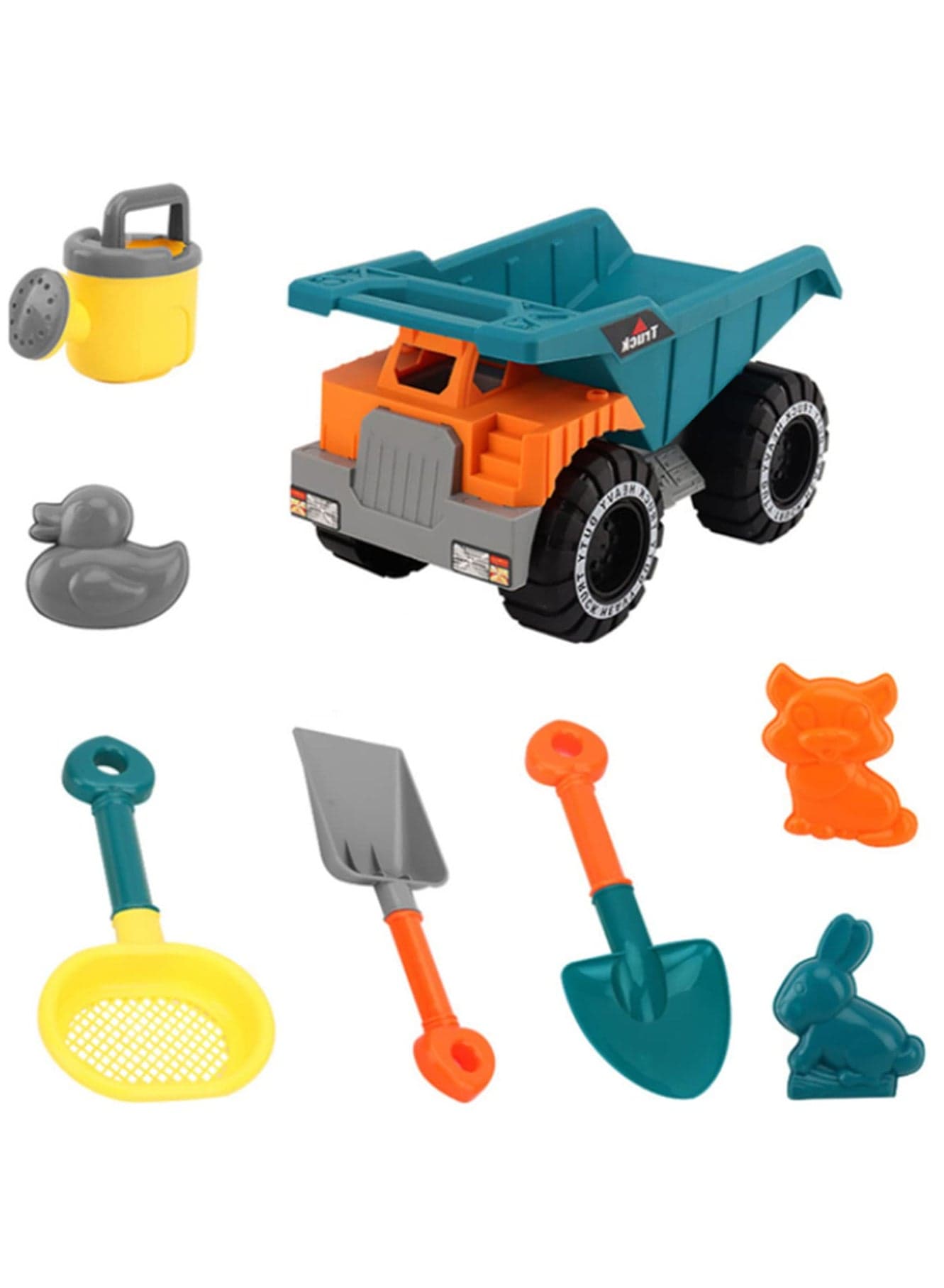 8PCS Kids Beach Toys Set Sand & Water Play Kit with Construction Vehicles, Buckets, Shovels & Mesh Bag Durable Summer Beach Toys for Boys & Girls Gift for Outdoor Fun