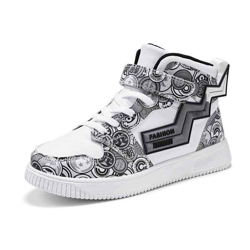 Zixer Men's Light Weight High Top Platform Fashion Synthetic Leather Sneakers | Sports, Crazy Casual Shoes for Mens | Ankle Lace-Up Footwear for Men or Boys Grey