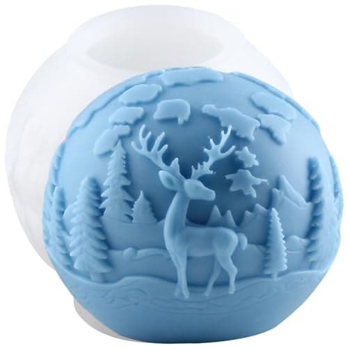 XIAOSHUI Christmas Ball Candle Molds Christmas Elk Candle Silicone Mold Deer Resin Casting Mold for Candle Making Aromatherapy Candles Gypsum Polymer Clay Craft Candle Home Decorate