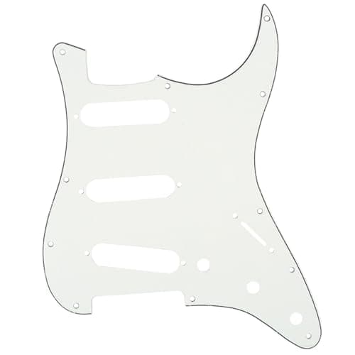 Musiclily SSS 11 Hole Strat Pickguard ST Pick Guard Scratch Plate for Fender USA/Mexican Standard Stratocaster Modern Style Electric Guitar, 3Ply Aged White