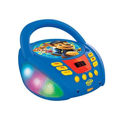 Lexibook Paw Patrol Bluetooth CD Player for Kids Portable Multicoloured Light Effects Microphone Jack Auxin Jack AC or BatteryOperated Girls Boys BlueRed RCD109PA