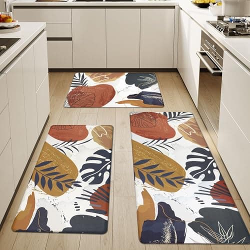 Homcomoda Anti Fatigue Kitchen Mats for Floor Set of 3 Cushioned Kitchen Rug Sets 3 Piece Non Slip Waterproof Comfort Standing Mat for Home Office Kitchen Sink