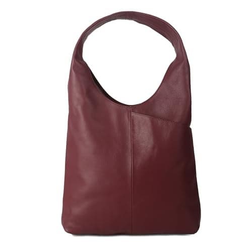 Leather Tote Bag for Women Ladies Purse Travel Shopping Bag Hobo Shoulder Multipurpose Handbag (Burgundy)