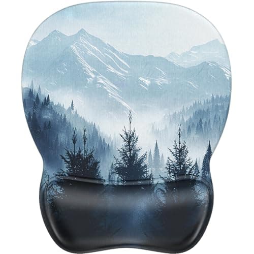 MROCO Ergonomic Mouse Pad with Gel Wrist Rest, Smooth Wrist Support Surface, Non-Slip PU Base for Pain Relief, Comfortable Mousepad for Computer, Laptop, Office & Home, 9.4 x 8.1 in, Cloud Forest