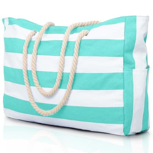 Becokan Beach Bags for Women Large Waterproof Beach Tote Bag Zipper Beach Bags Waterproof Sandproof Swim Pool Bag Large Tote