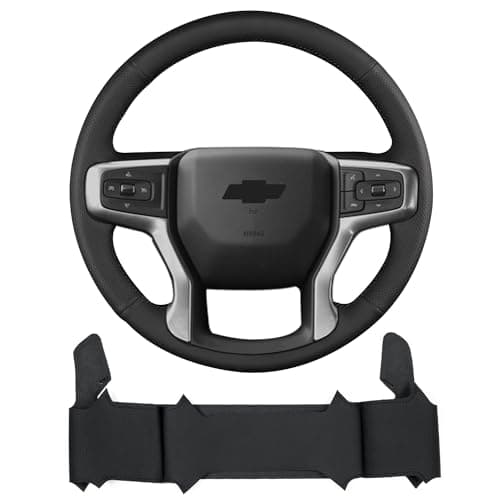 Yeolpise Hand Stitched Steering Wheel Cover on Wrap with Microfiber Leather,Fit for Chevrolet Blazer Silverado (1500) 2019-2025 / Silverado (2500/3500) 2020-2025/ Suburban Tahoe 2021-2024