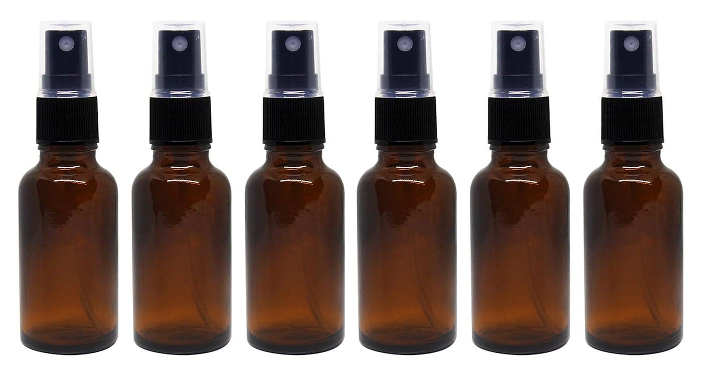 nsb herbals 30 ml Refillable Amber Fine Mist Spray Glass Bottles with Leak Proof Spray Pump for Multipurpose uses for DIY Perfume Essential Oils Blends Aromatic Water Beauty Products Pack of 6
