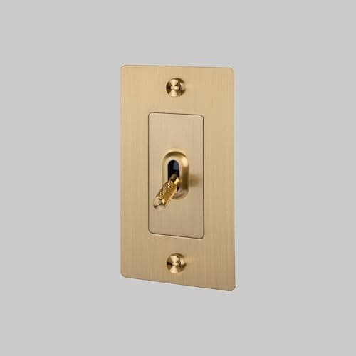 Buster and Punch 1G Toggle Light Switch Cross Knurl Without Logo in Brass, Single Gang Wall Switch, Solid Metal, Interior Home and Commercial